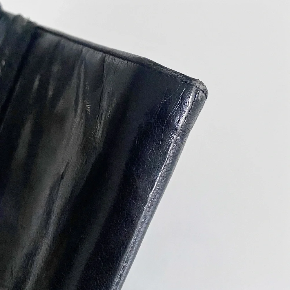 70s vtg black leather snakeskin envelope clutch - crossbody strap - Picture 11 of 11